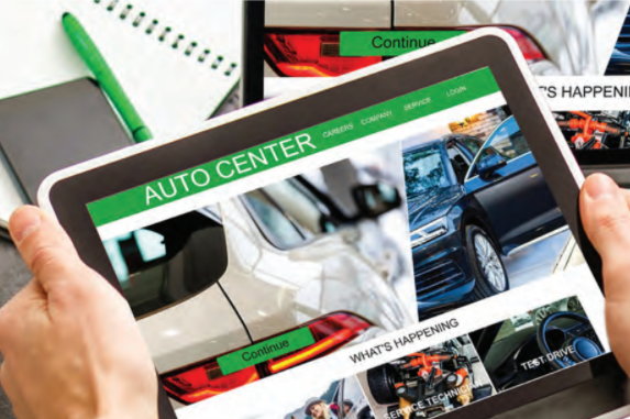Auto Center website in tablet browser