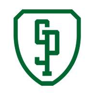 Een groen schild met daarin de letter p.