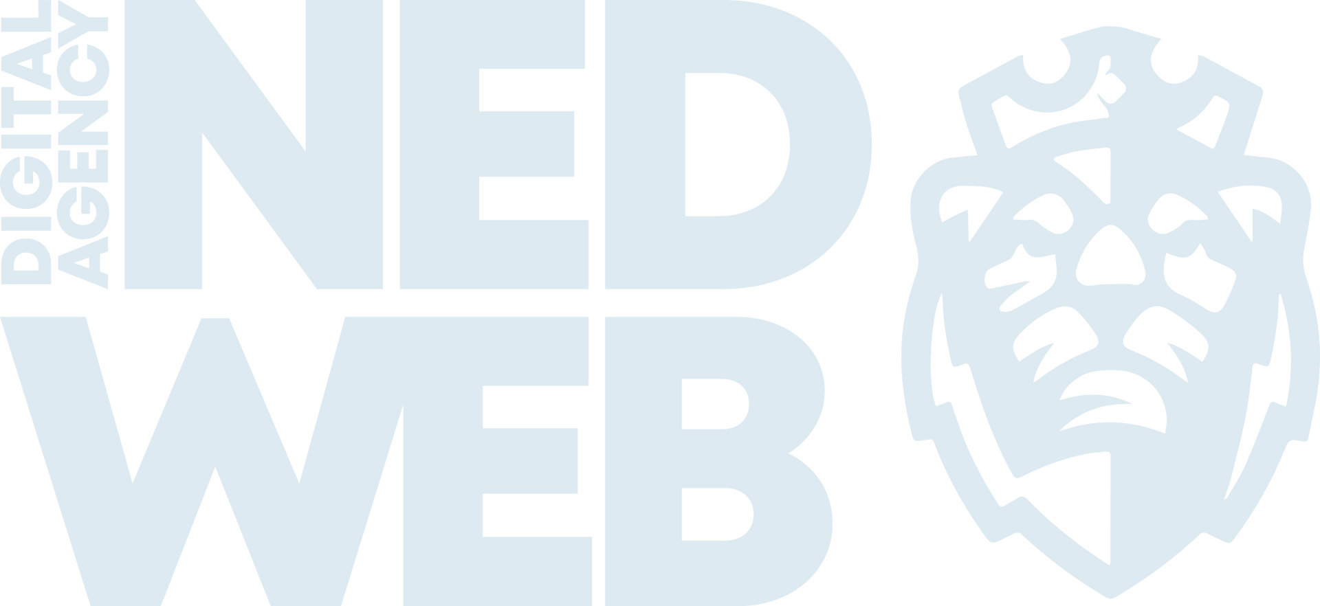 Een logo voor nedweb digital agency met een leeuw erop.