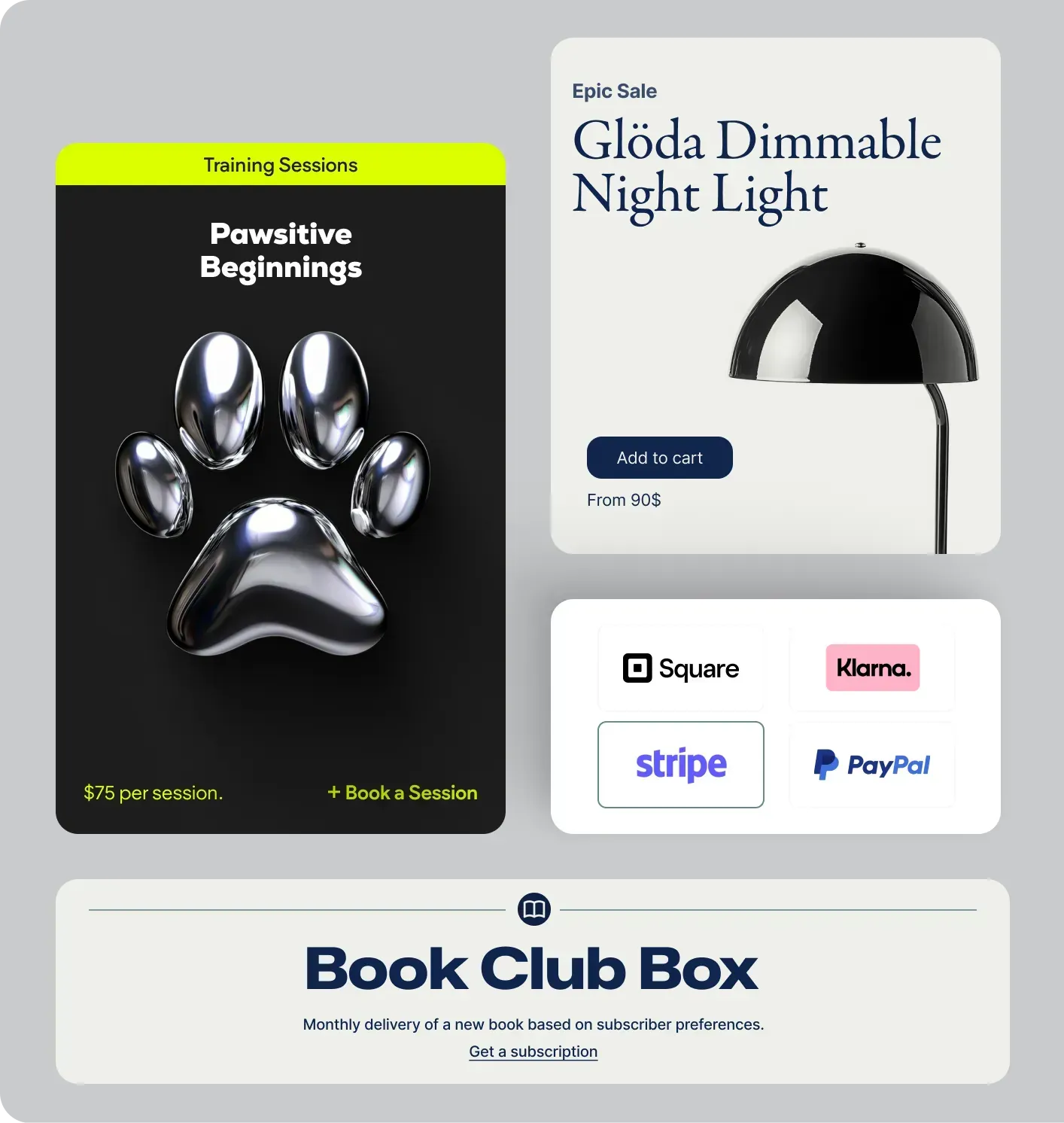 Een boekenclubdoos met een pootafdruk erop