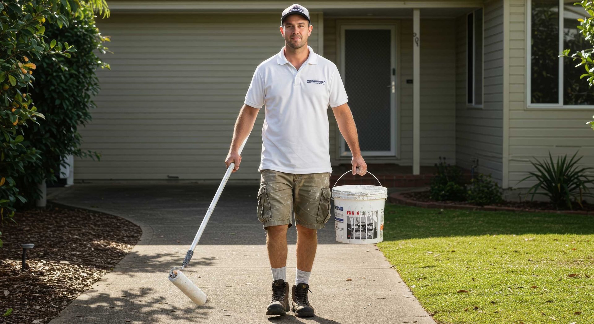 Newly Painted Garage Door on Modern Home in Hervey Bay