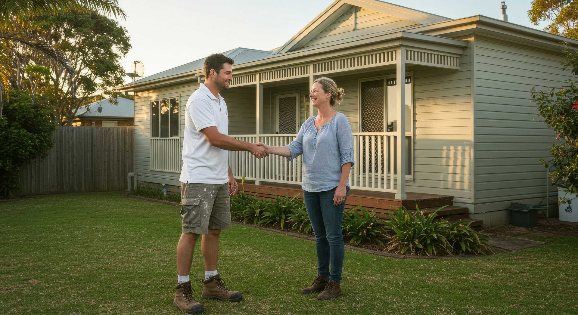 Freshly Painted Weatherboard Home Exterior in Hervey Bay