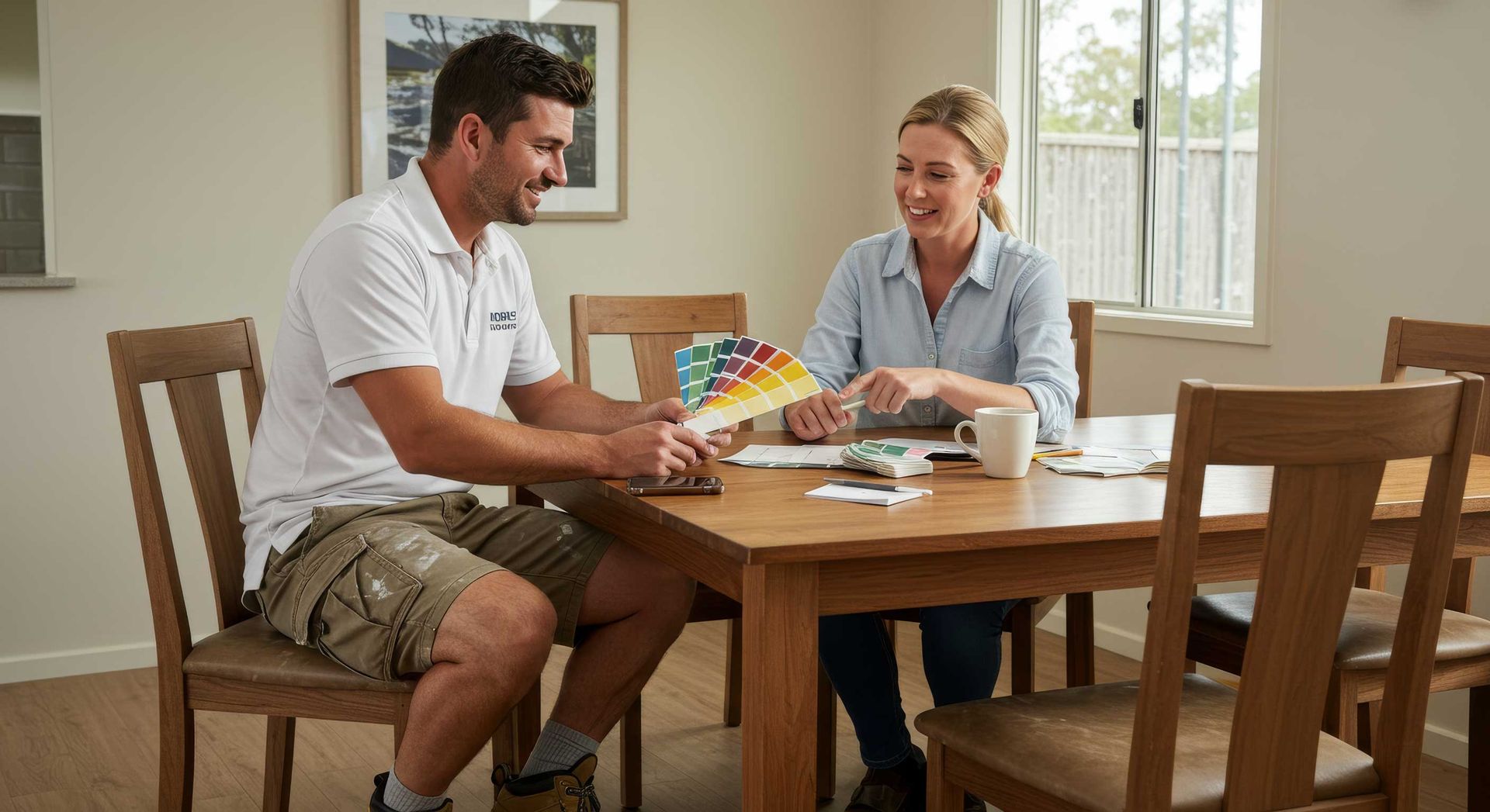 Customer Reviewing Paint Colour Options in Hervey Bay