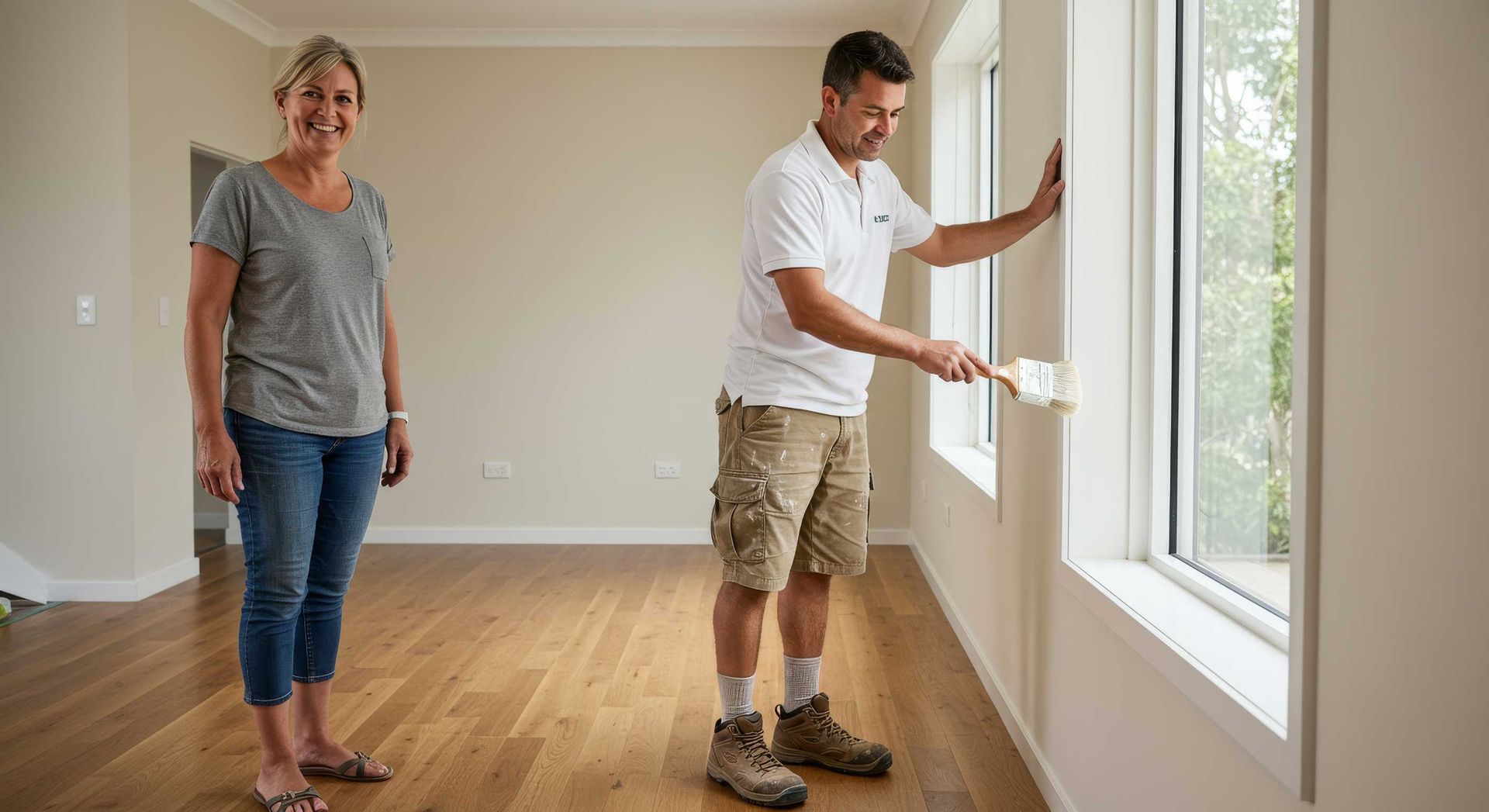 Painter Working on a Residential Interior Wall in Hervey Bay
