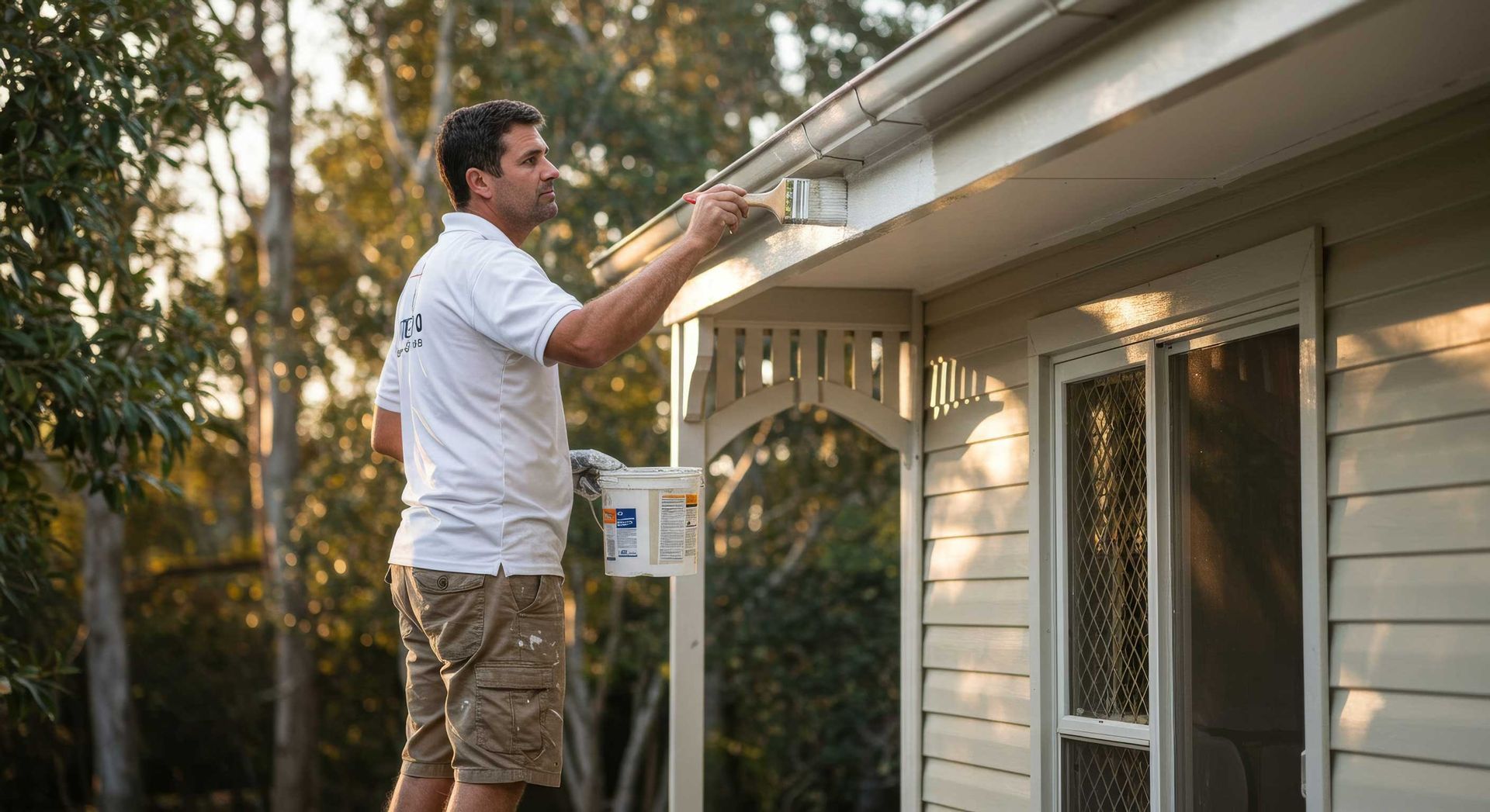 Professional Painter Applying Trim Work with Care in Hervey Bay