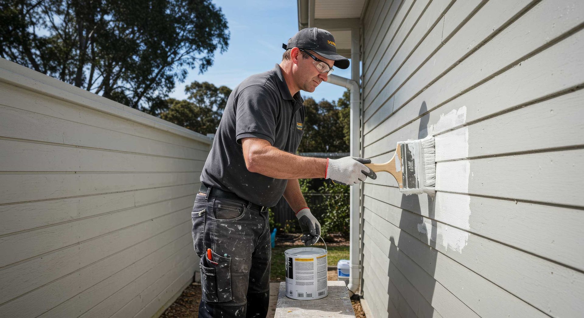 Weatherboard House Exterior Mid-Painting Job in Hervey Bay
