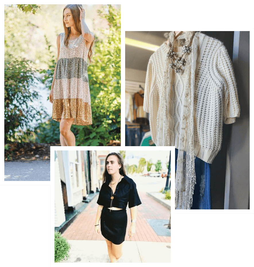 collage of images of women wearing casual and fashion clothes