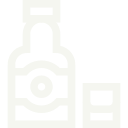 A bottle of whiskey and a glass of whiskey on a white background.