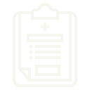 A clipboard with a sheet of paper and a plus sign on it.