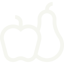 A silhouette of an apple and a pear on a white background.