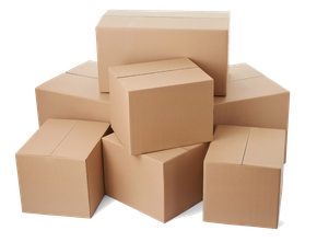 Cardboard boxes stacked together.