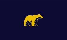 Yellow bear silhouette on a dark blue background.