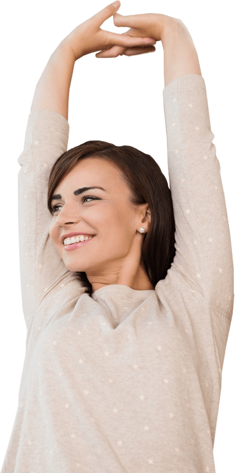 woman stretching her arms up