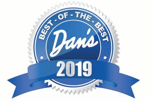 A blue seal with a blue ribbon that says best of the best dan 's 2019.