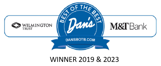 A logo for dan 's best of the best winner in 2019 and 2023