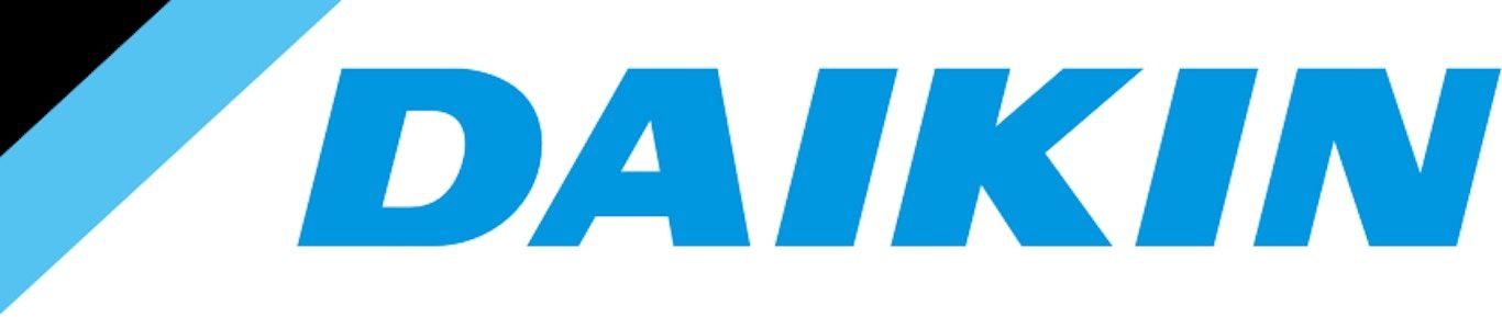 A blue and white logo for daikin air conditioners