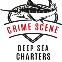 Logo: Marlin over a shield with "Crime Scene" and "Deep Sea Charters."