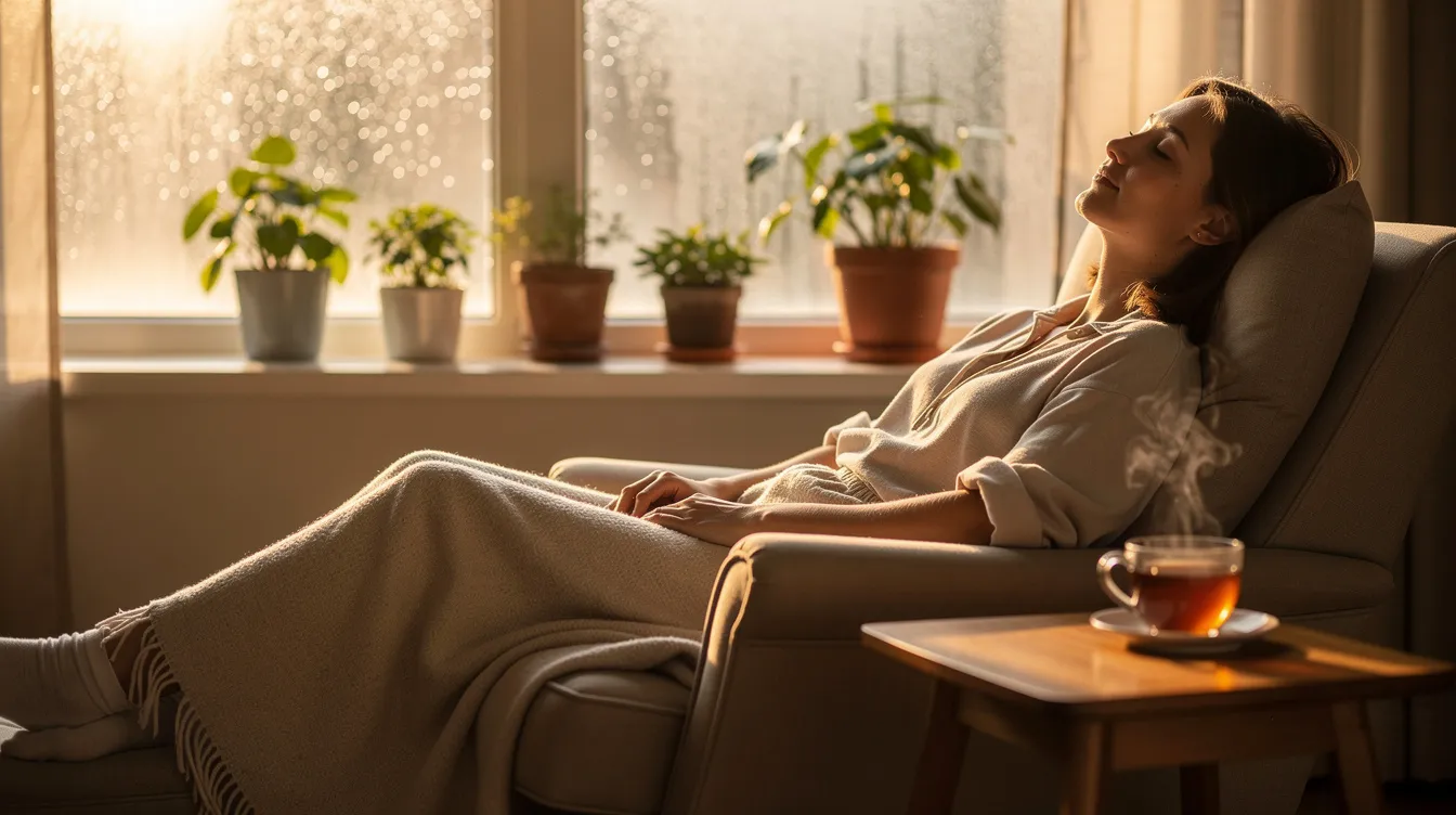 A person is resting peacefully by a window, bathed in the warm morning light, while holding a cup of tea that symbolizes comfort and well-being. This serene scene highlights the importance of maintaining health through essential nutrients and minerals for overall wellness.