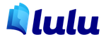 The Lulu logo: a blue abstract open book icon next to the word 