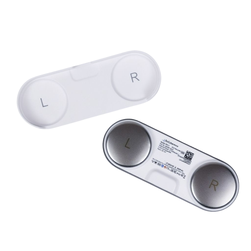 A sensor with a pair of l and r buttons on a white surface