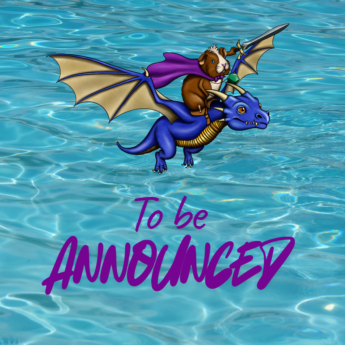 Nerds & Tables logo with the words To Be Announced underneath on a background of turquoise water.