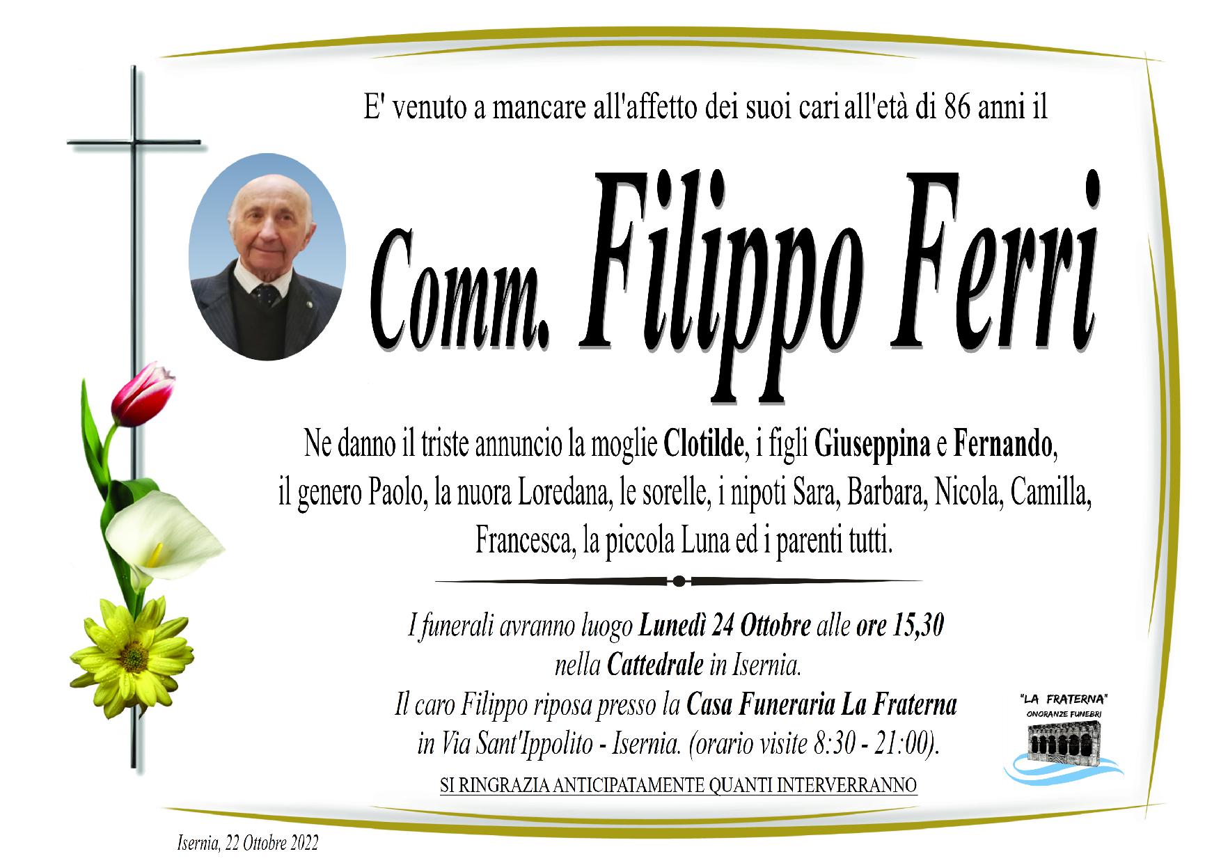 necrologio Filippo Ferri