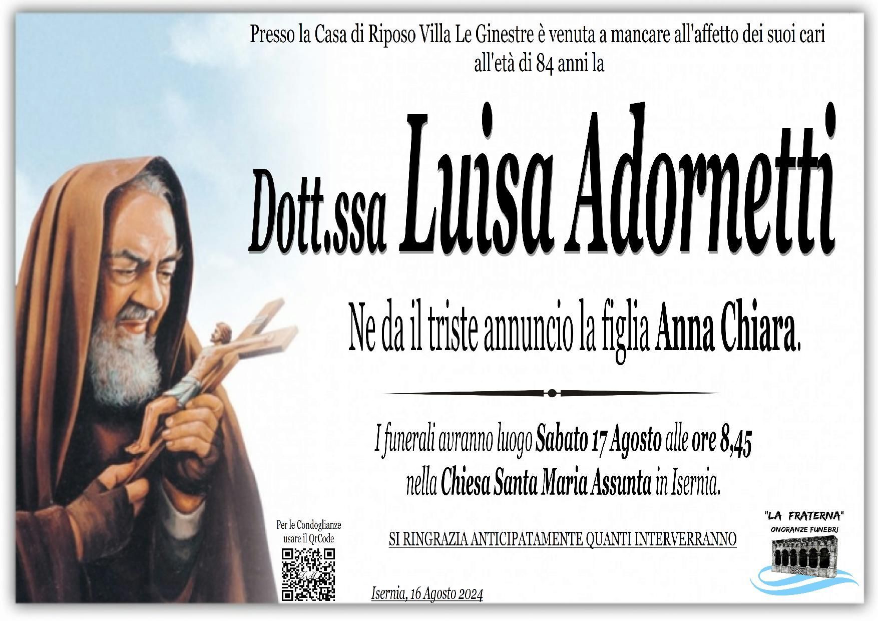 necrologio Luisa Adornetti