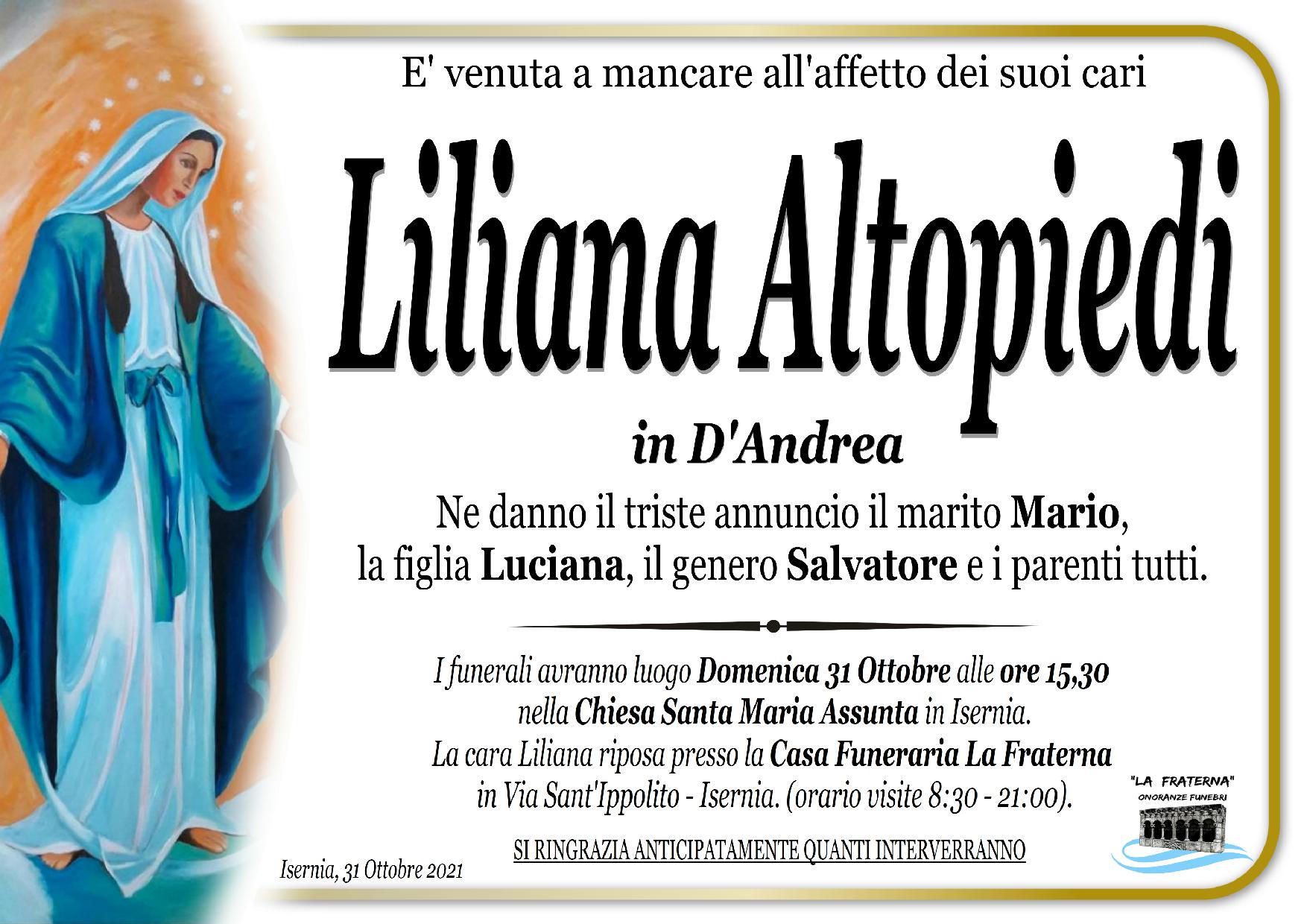 necrologio Liliana Altopiedi