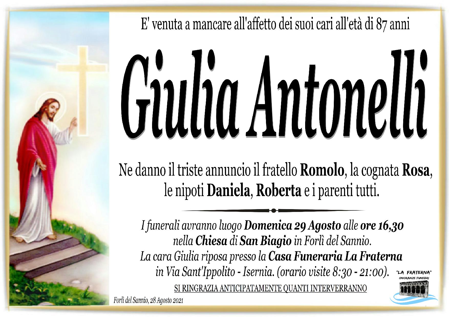 necrologio GIULIA ANTONELLI