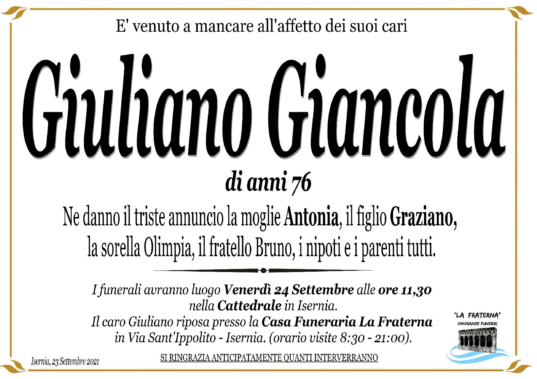 necrologio Giuliano Giancola