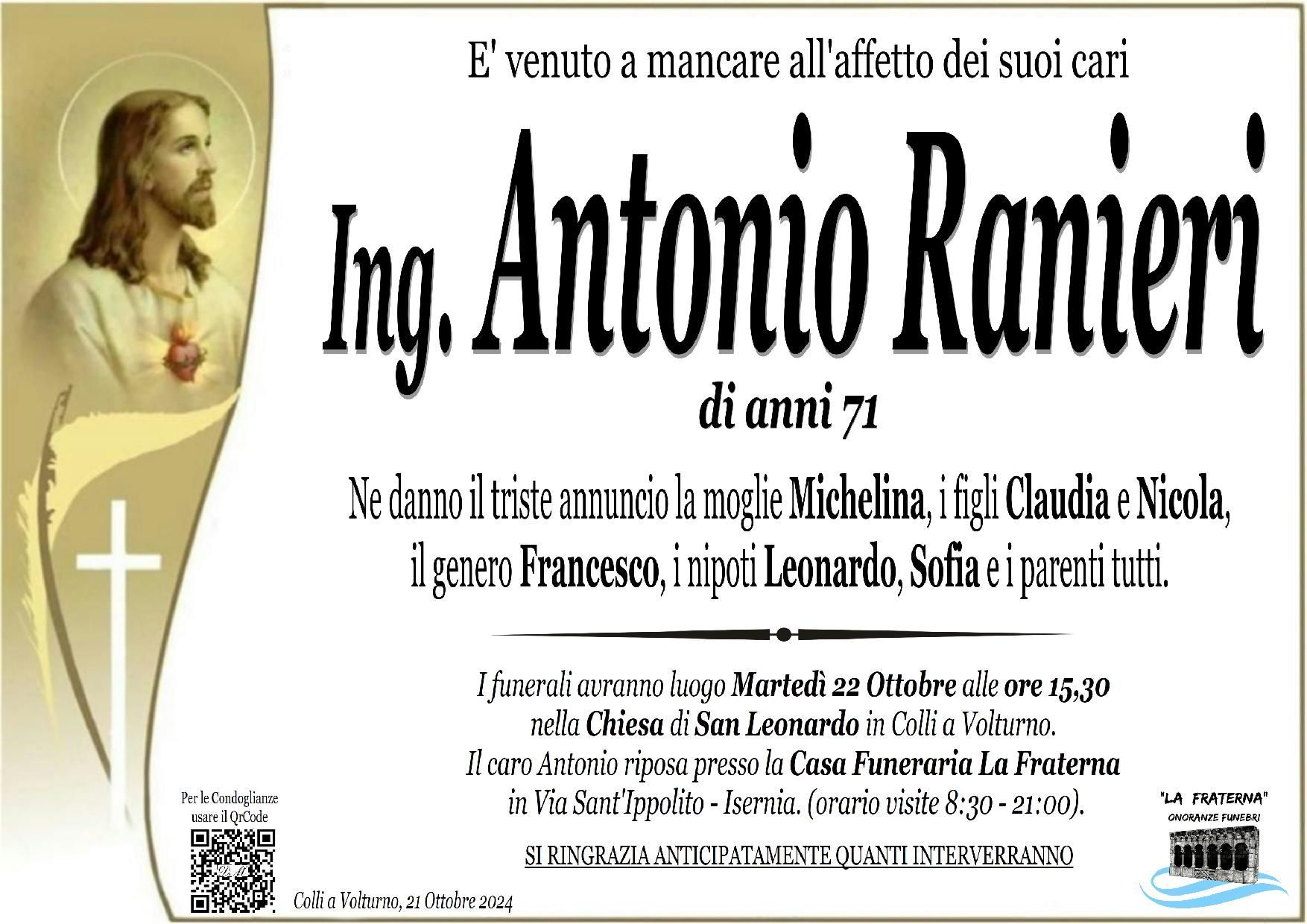 necrologio ANTONIO RANIERI