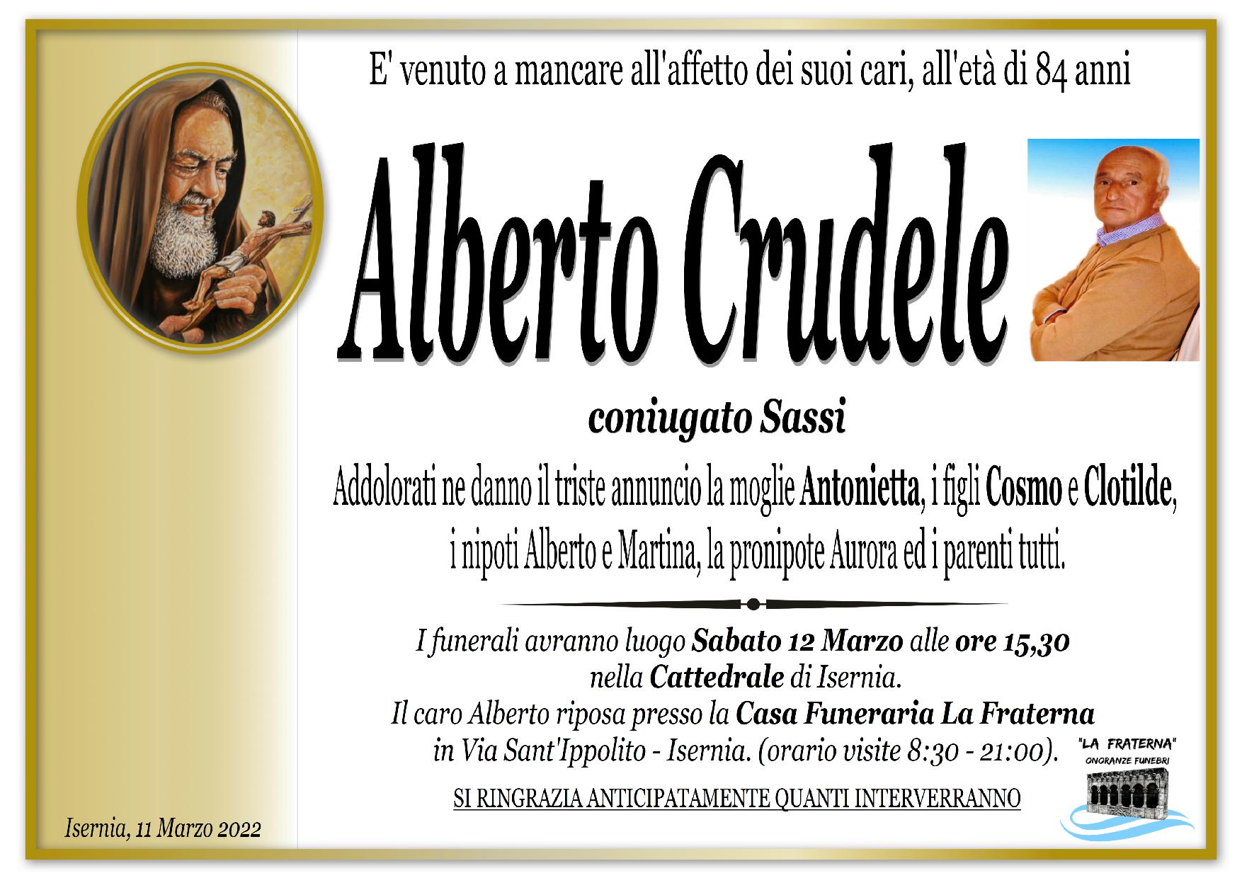 necrologio Alberto Crudele