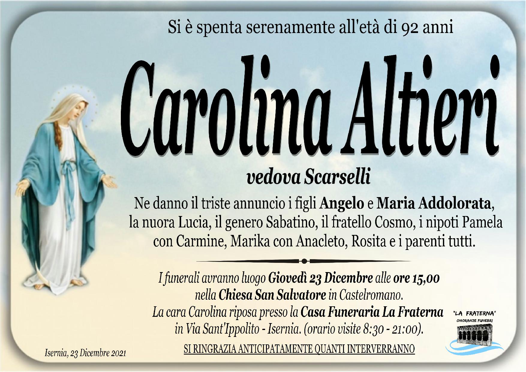 necrologio Carolina Altieri