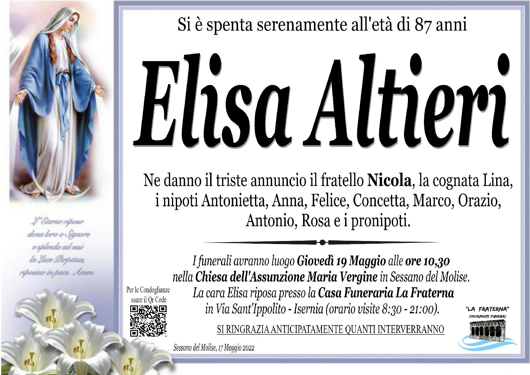 necrologio Elisa Altieri