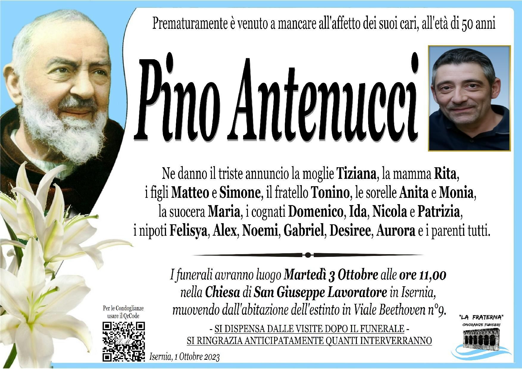 necrologio Pino Antenucci