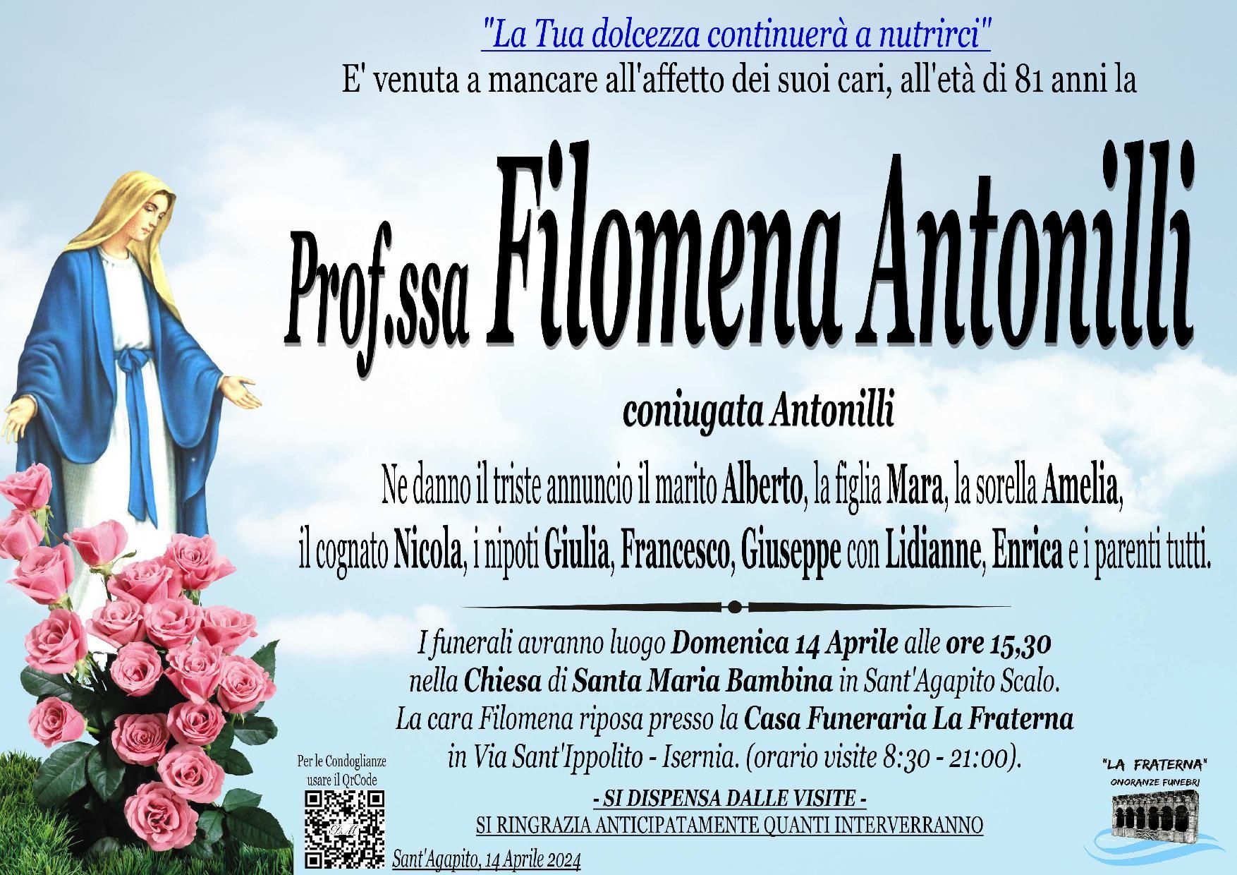 necrologio Prof.ssa Filomena Antonilli