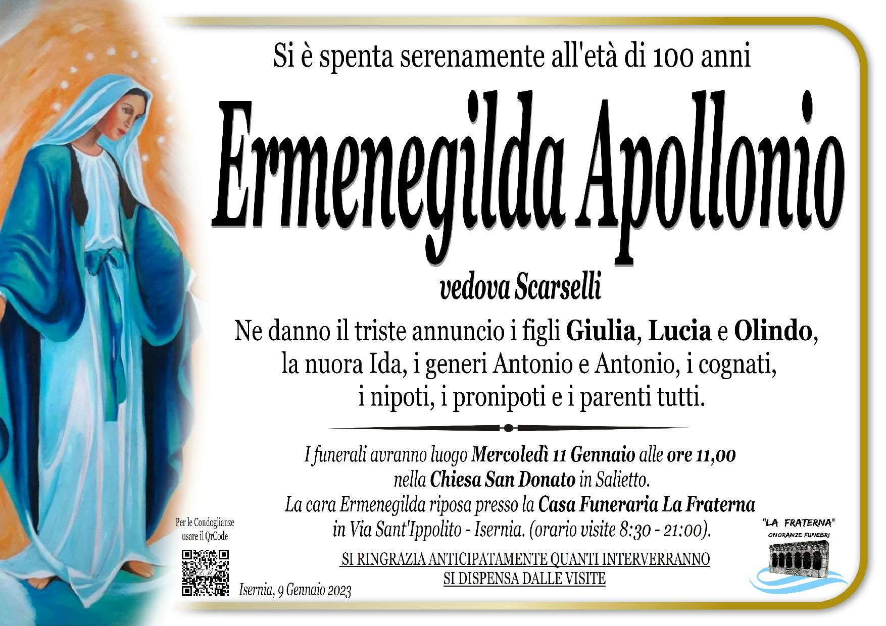 necrologio Ermenegilda Apollonio