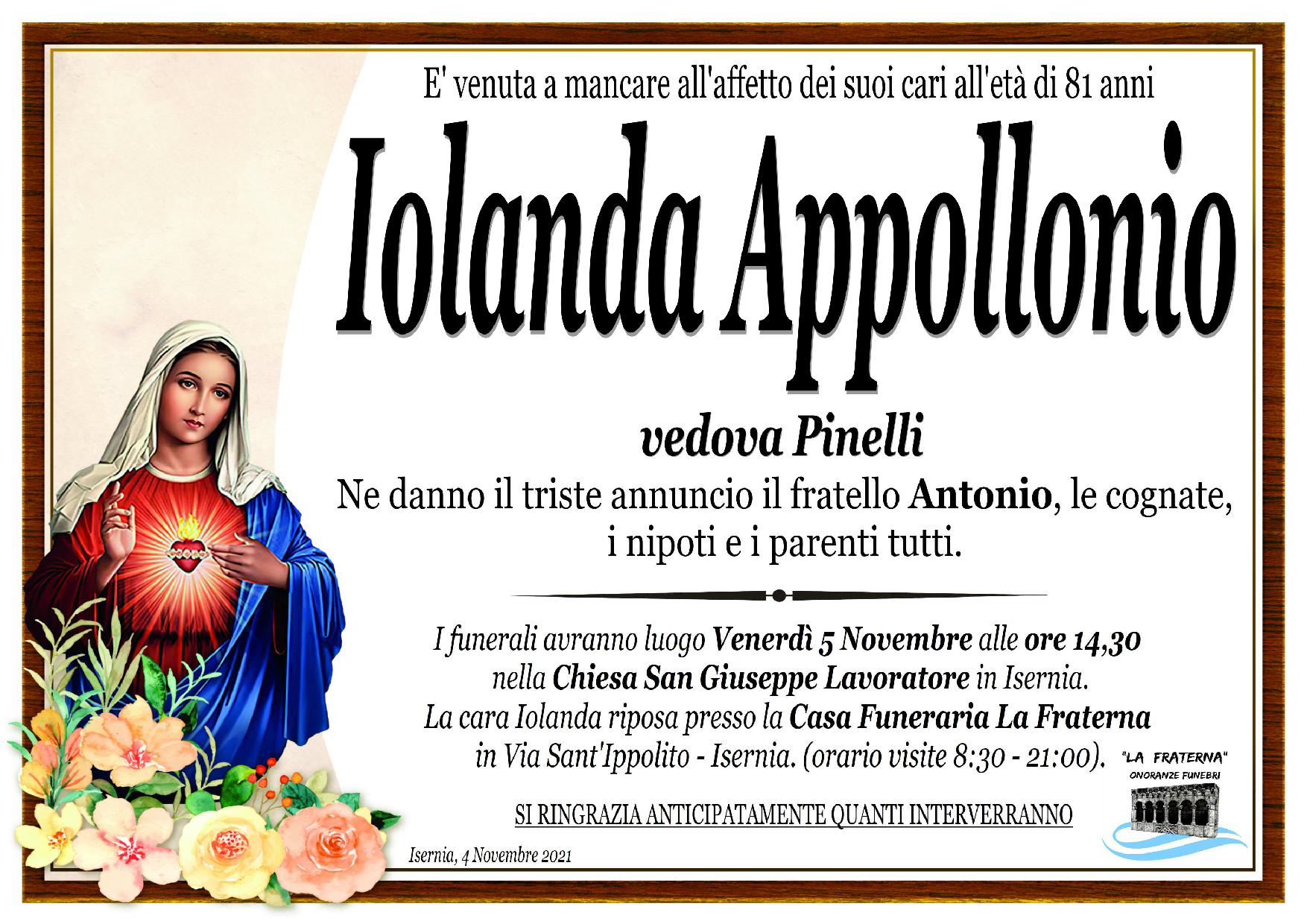 necrologio Iolanda Appollonio