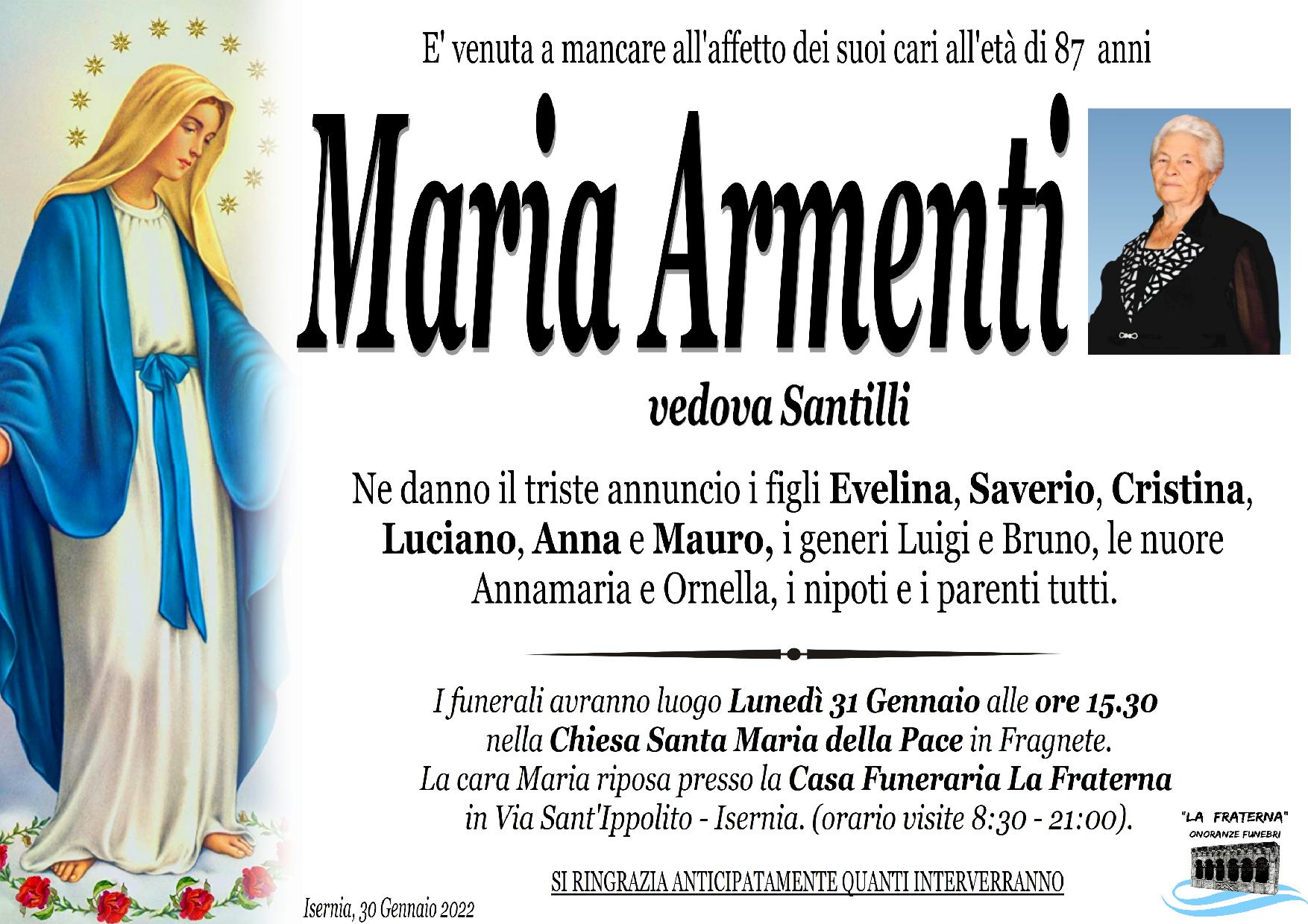 necrologio Maria Armenti