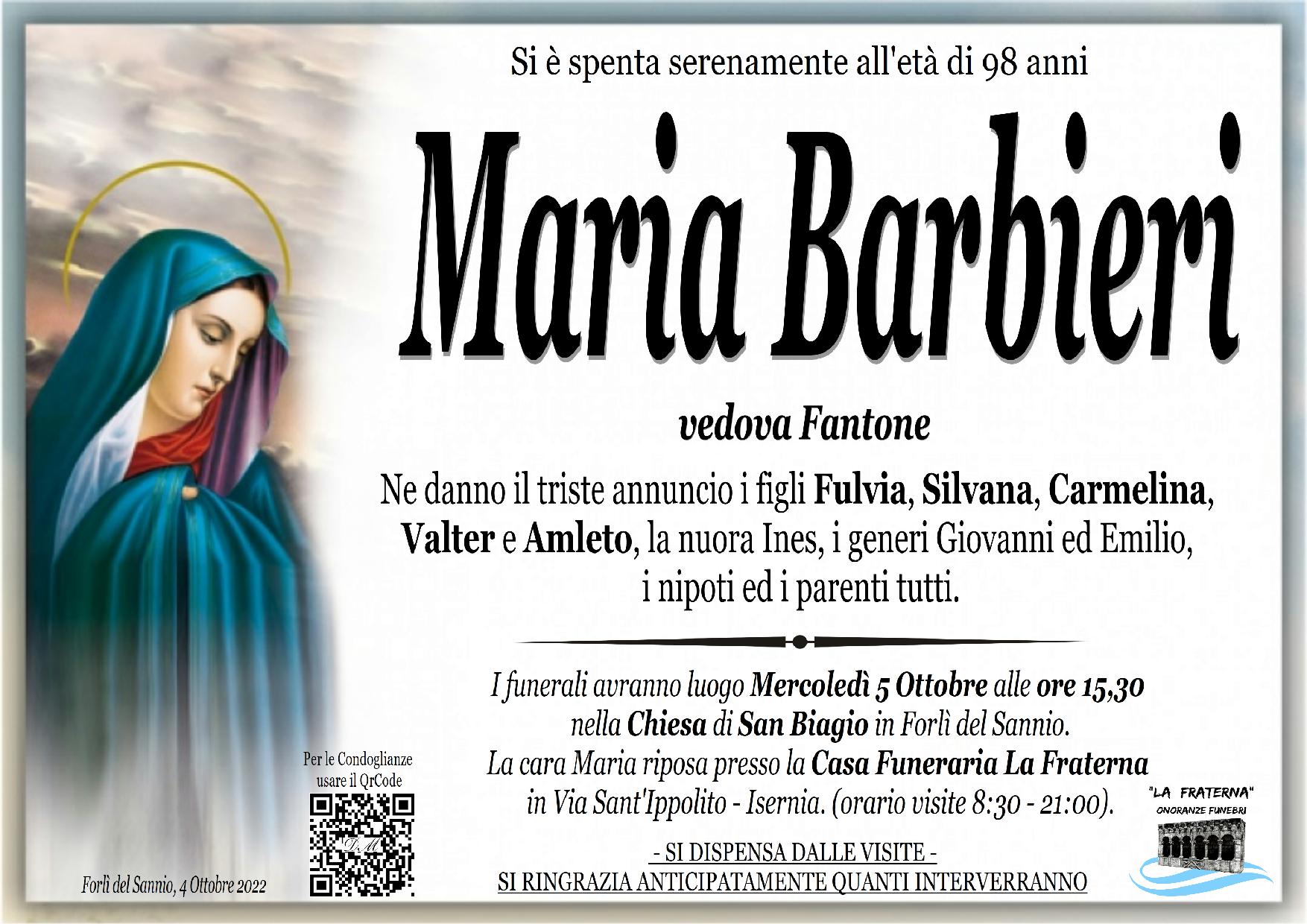 necrologio Maria Barbieri