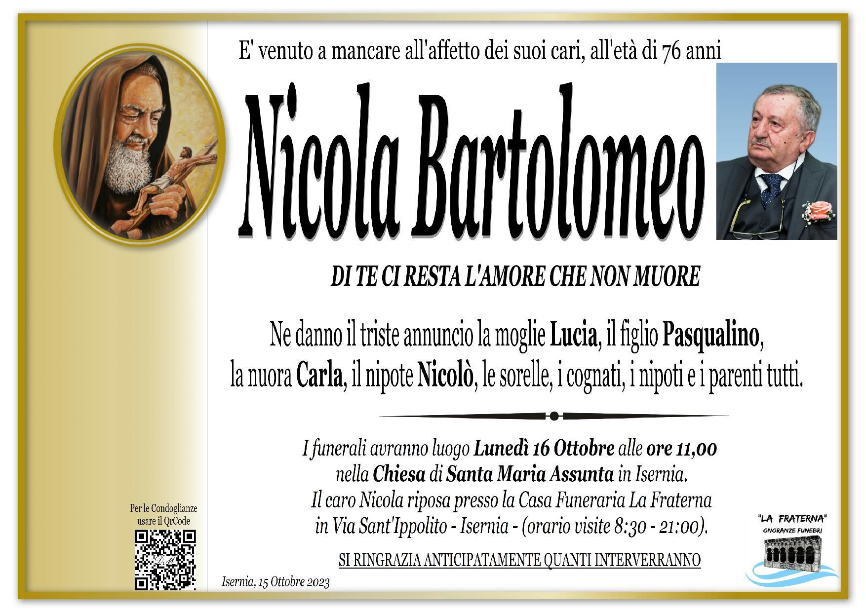 necrologio Nicola Bartolomeo