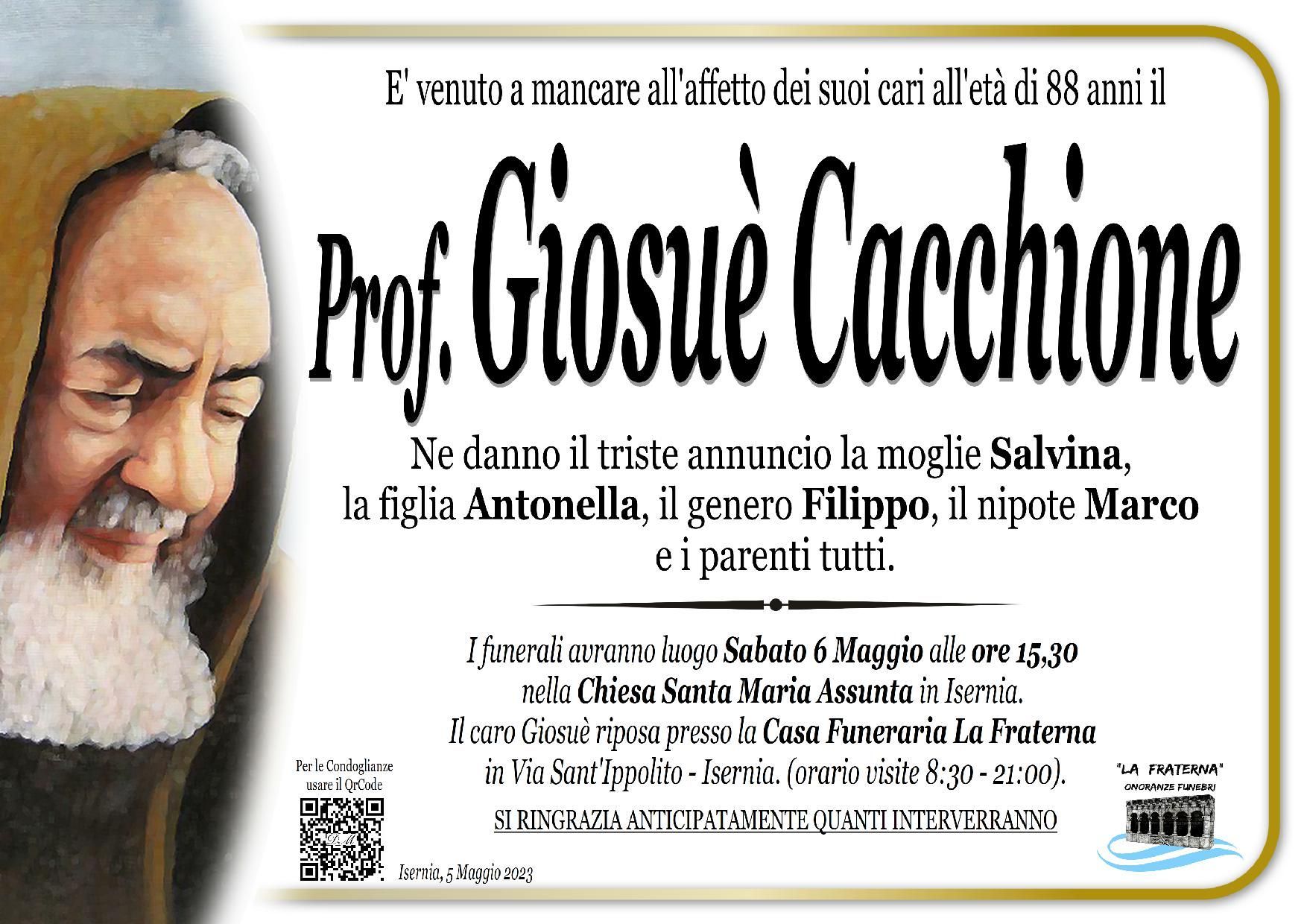 necrologio Giosuè Cacchione