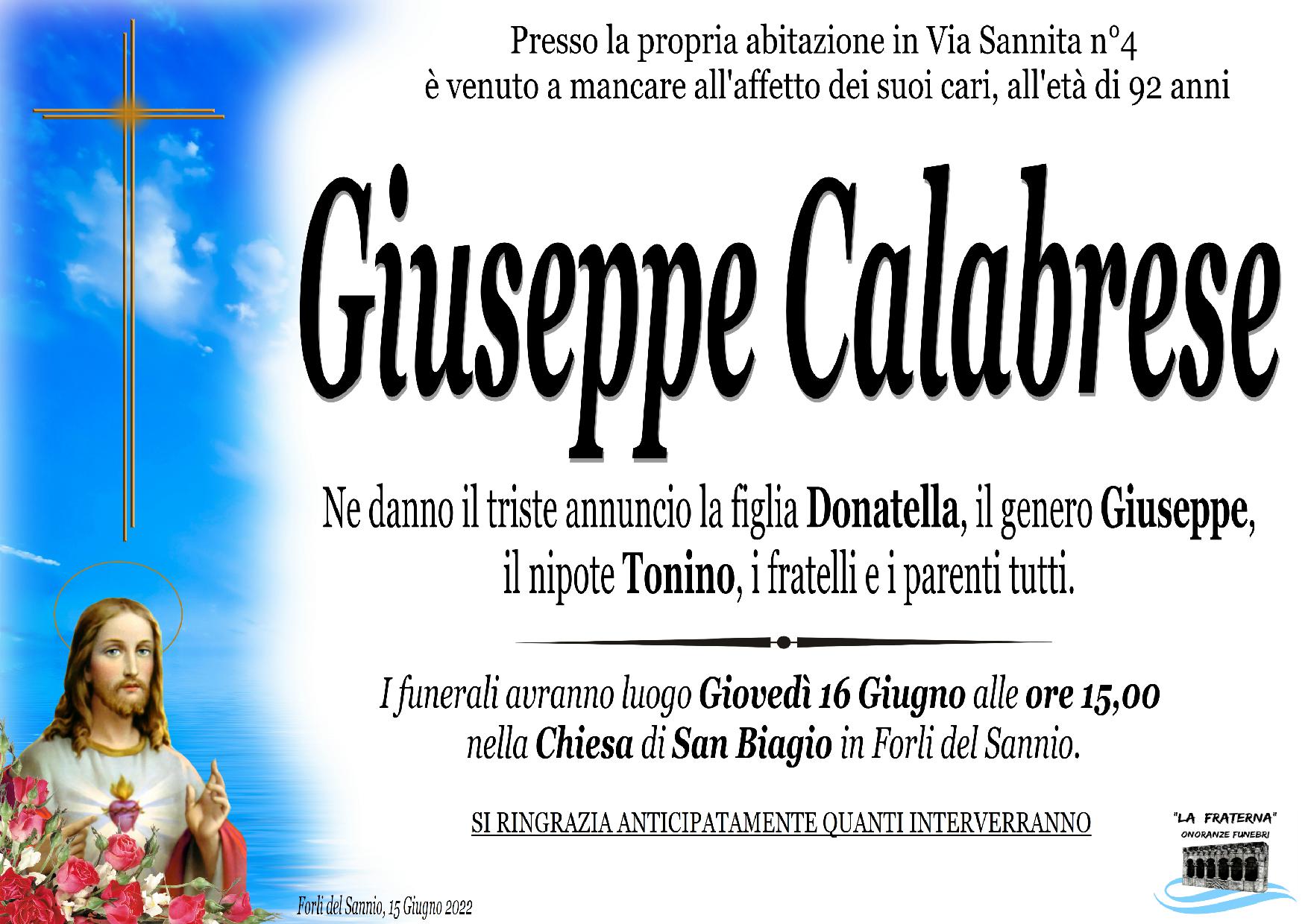 necrologio Giuseppe Calabrese