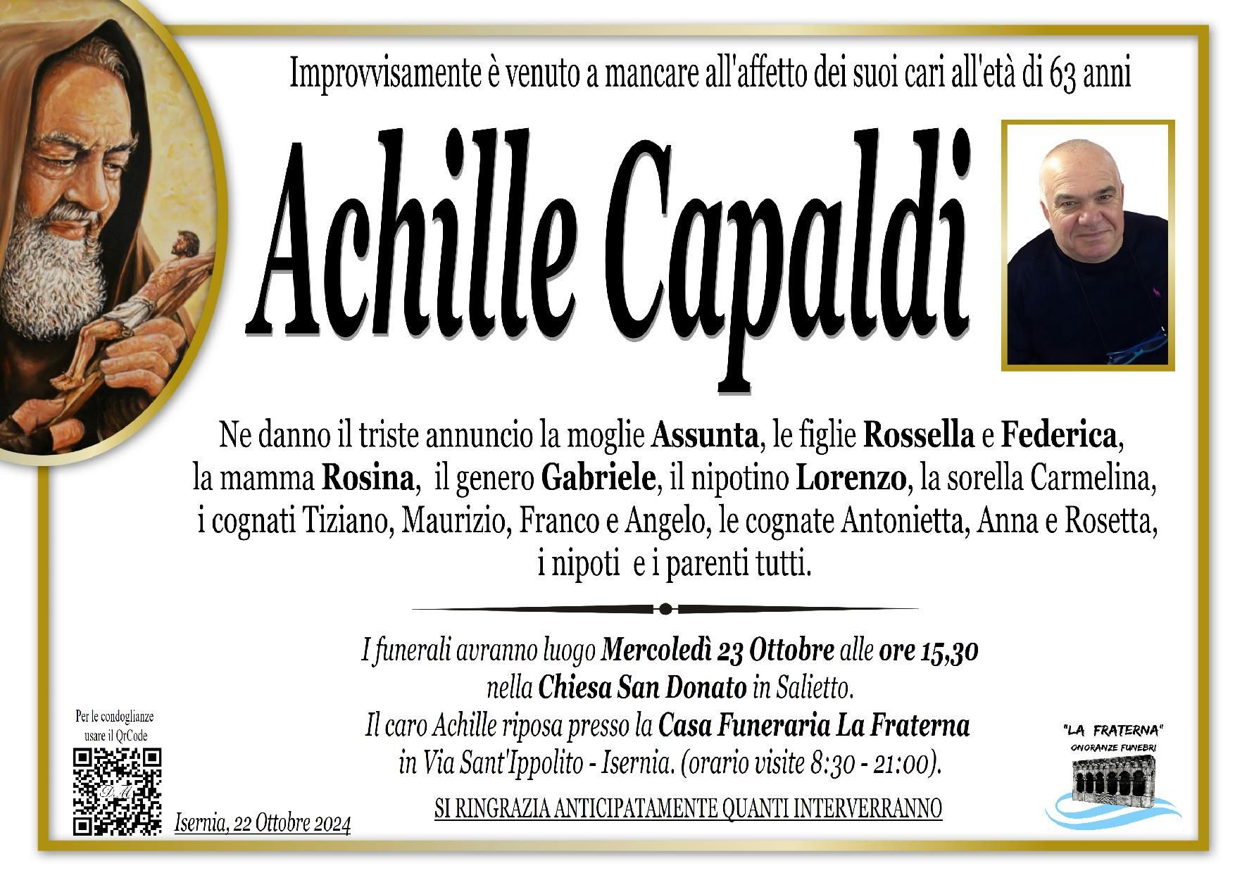 necrologio Achille Capaldi