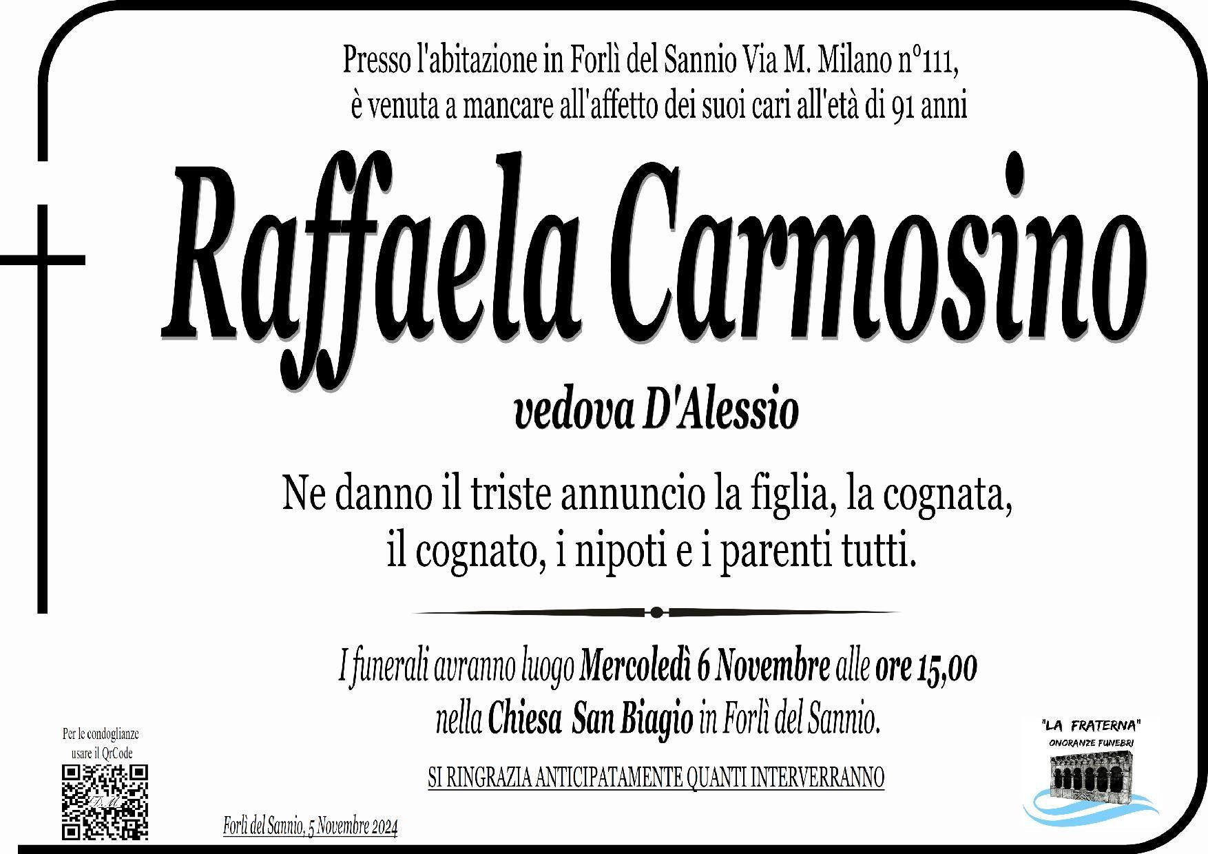 necrologio Raffaela Carmosino