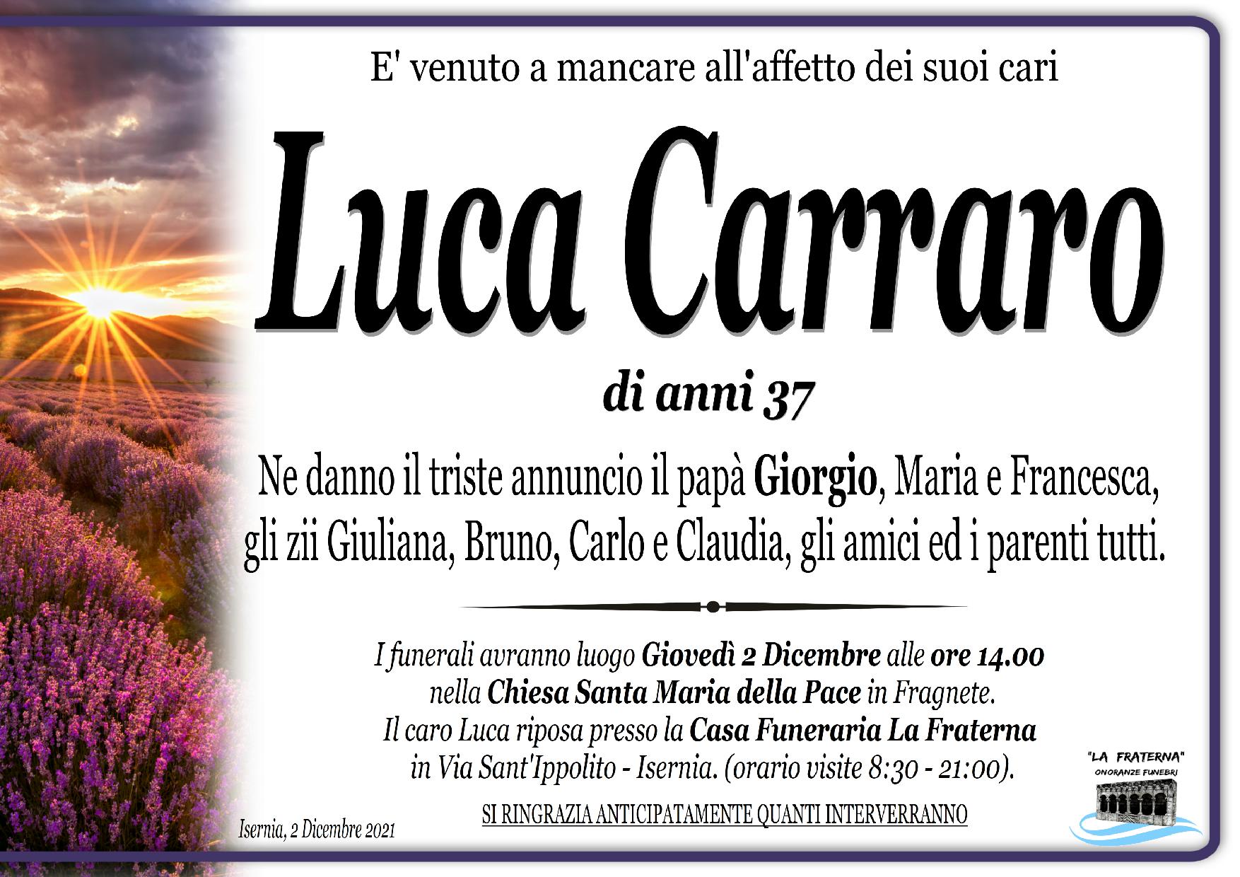 necrologio Luca Carraro