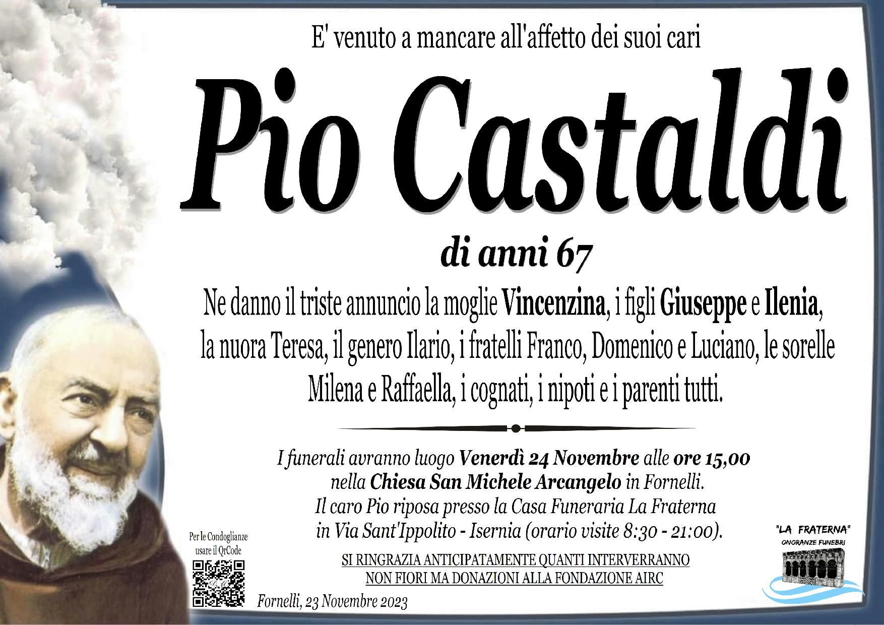 necrologio Pio Castaldi