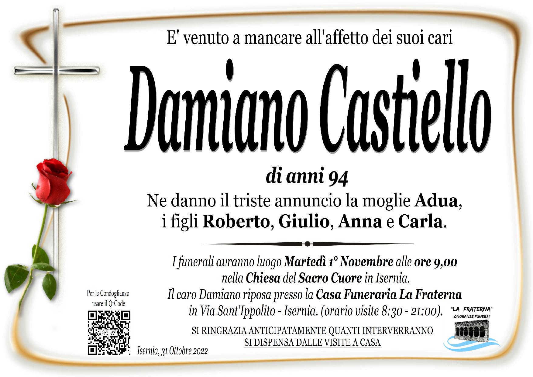 necrologio Damiano Castiello