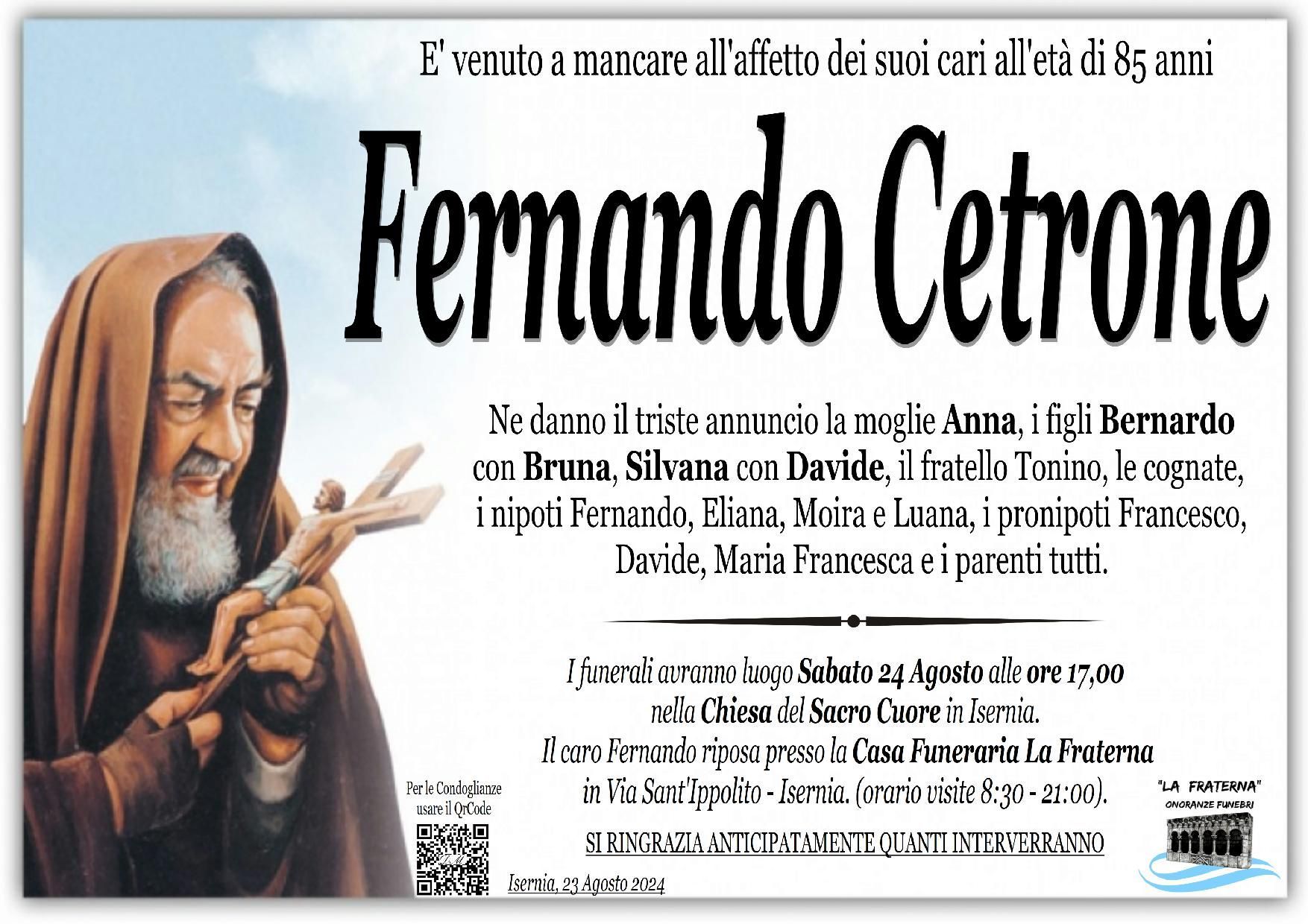 necrologio Fernando Cetrone