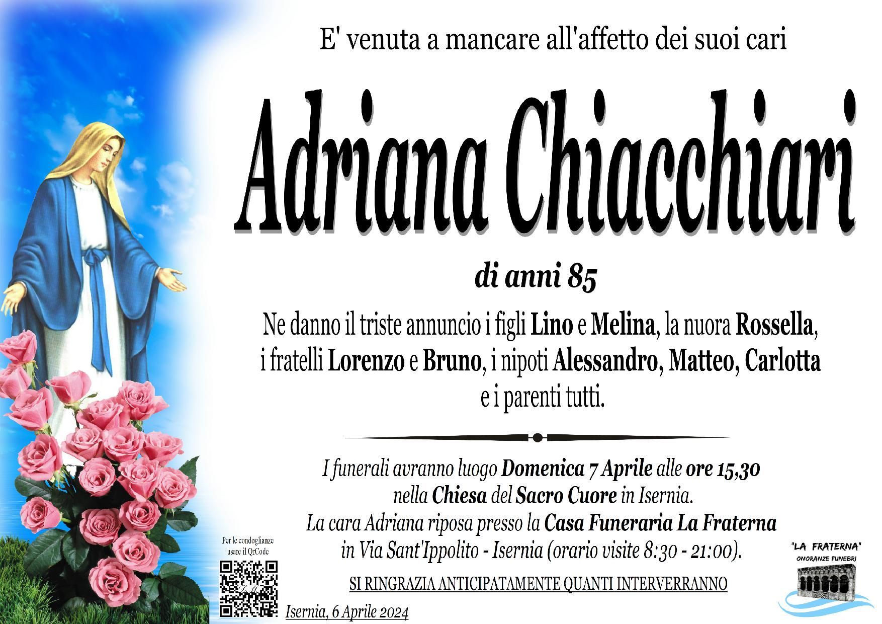 necrologio Adriana Chiacchiari
